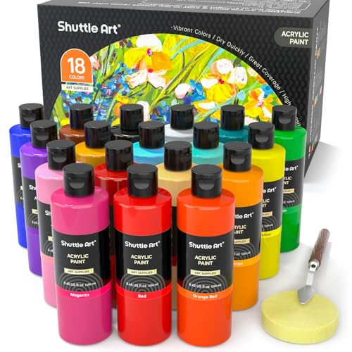 Shuttle Art 18 colors acrylic paint bottles