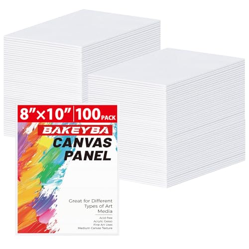 BAKEYBA 100 Pack 8x10 canvas boards stack