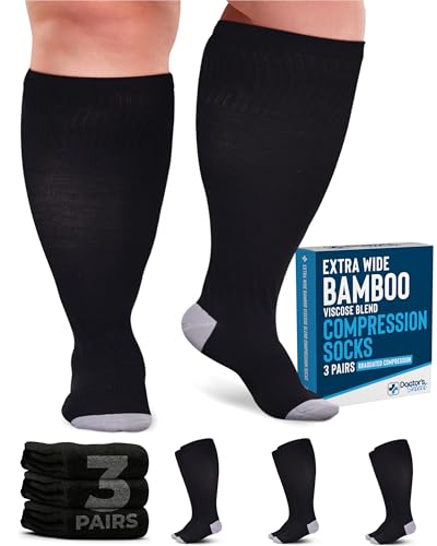 Doctor's Select 3 Pairs Plus Size Compression Socks Black 3XL folded