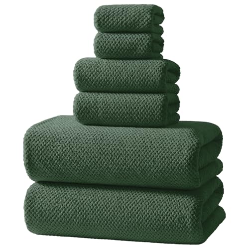 REDKISS 6-Piece Bath Towel Set in Olive Green