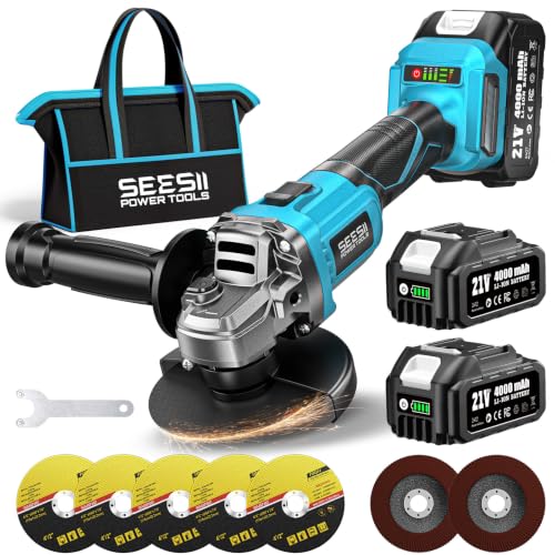 Seesii 4-1/2 inch cordless angle grinder