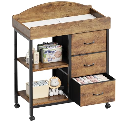 YeTom Changing Table in rustic brown