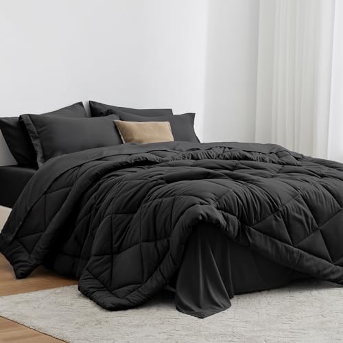Love's cabin 7-piece full comforter set in black