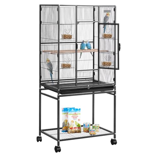 VEVOR black wrought iron bird cage front view