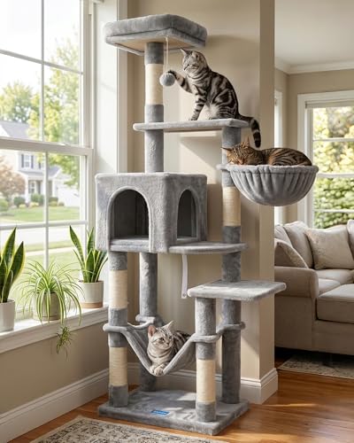 Hey-brother Multi-Level Cat Tree MPJ050W full view