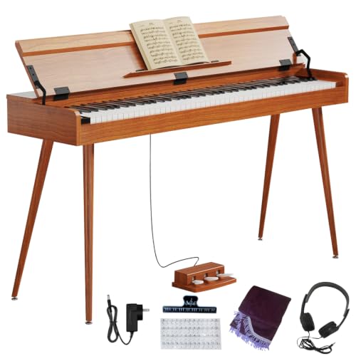 KUMENG KU-1181 brown digital piano desk front view