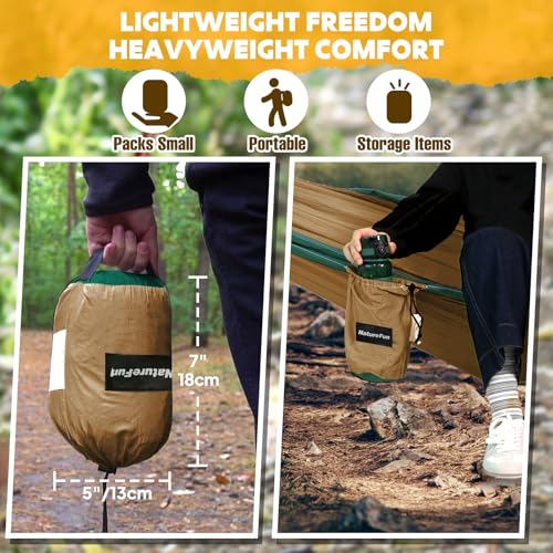 Top view of NATUREFUN camping hammock spread out