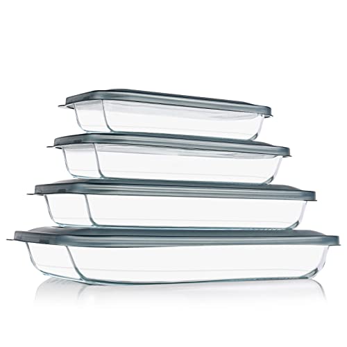 KOMUEE 8 Pieces Glass Baking Dish with Lids set view