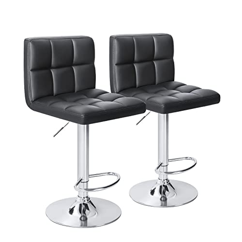 Homall modern black bar stool front view