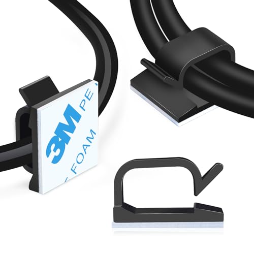 XHF 120 PCS Adhesive Cable Clips Black set