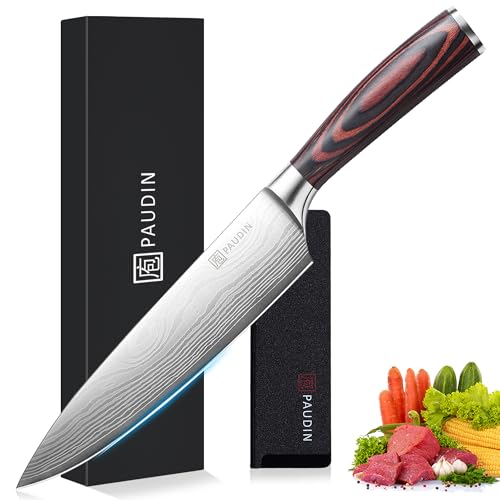 PAUDIN 8 Inch High Carbon Stainless Steel Chef Knife in silver