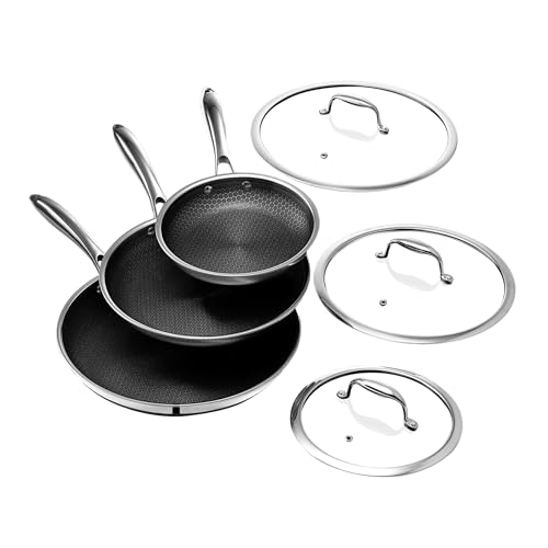 HexClad 6pc hybrid nonstick frying pans set