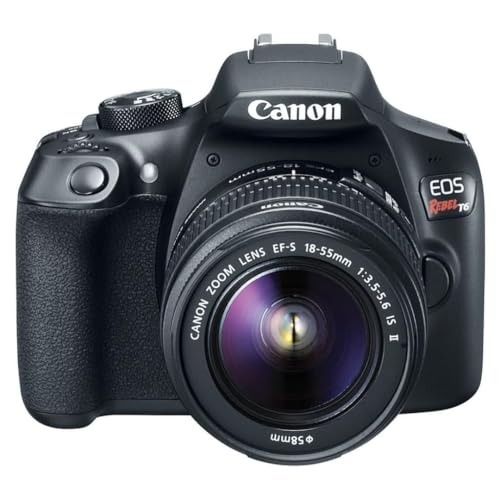 Canon EOS Rebel T6 front view with lens