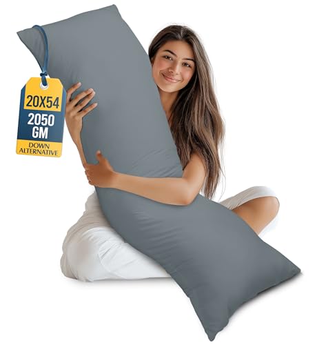 Utopia Bedding 20x54 Inch Grey Full Body Pillow flat view