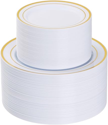 Goodluck 200PCS gold dinner and salad plates stack
