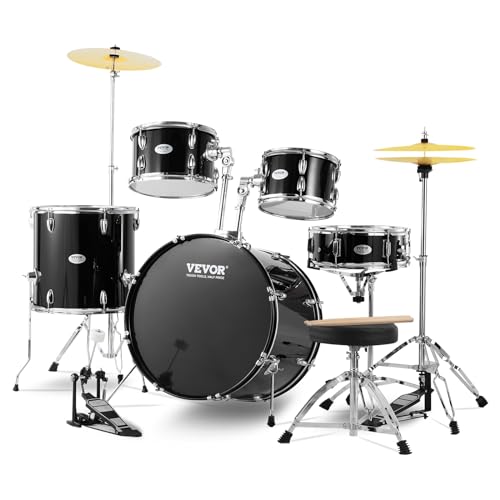 VEVOR Adult 5-Piece 22-Inch Drum Set in black