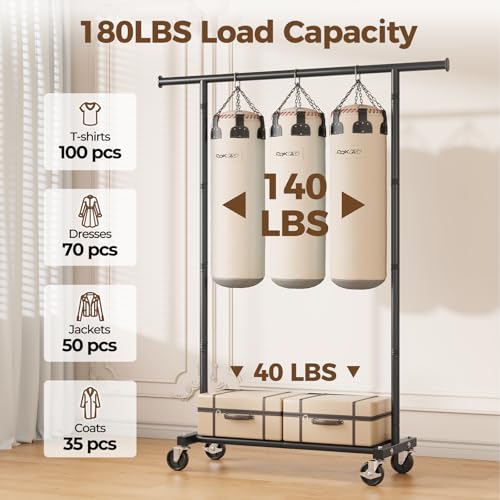 HYSEYY 63.8-inch metal garment rack detail