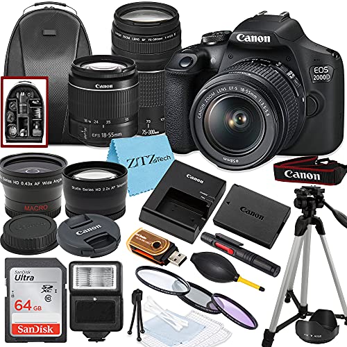 Canon EOS 2000D DSLR body with lens