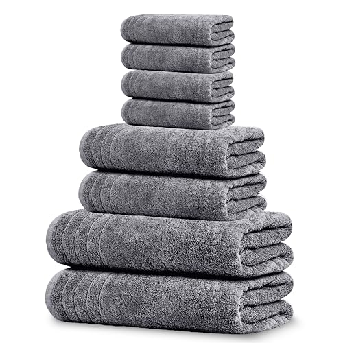 Tens Towels 8 Piece Dark Grey set folded