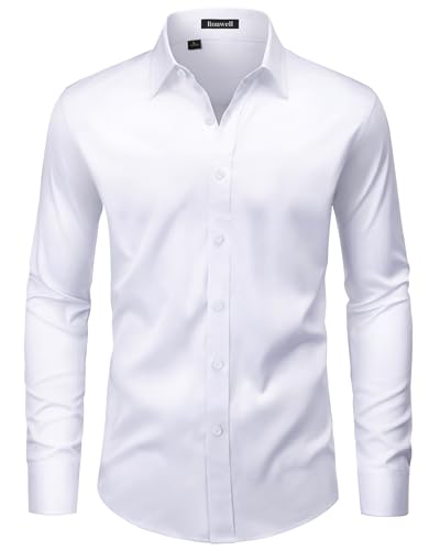 ROUWELL Mens White Dress Shirt front view