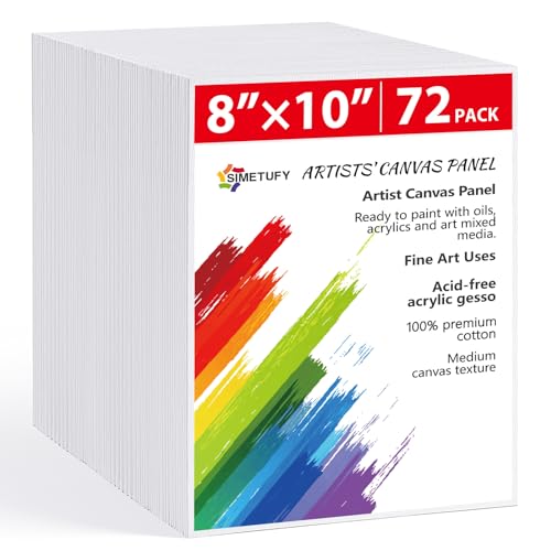 Simetufy 72 pack 8x10 inch canvas boards