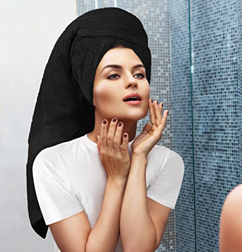 Close up of black washcloths from the Utopia Towels set