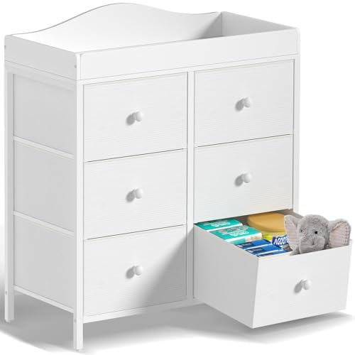 BOLUO 6-Drawer Changing Table Dresser front view