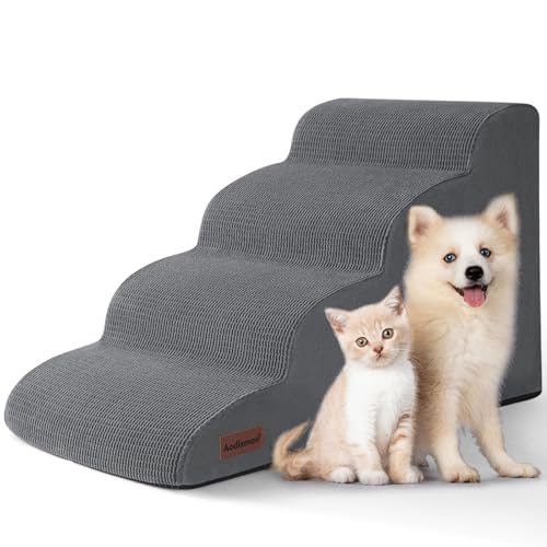 Aodisman 4-Step Pet Stairs in grey