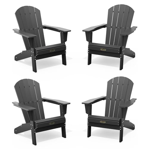 THOEOE Adirondack Chair Set of 4 in black matte finish