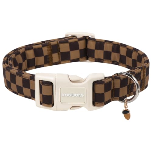 DOGWONG Brown Checked Dog Collar