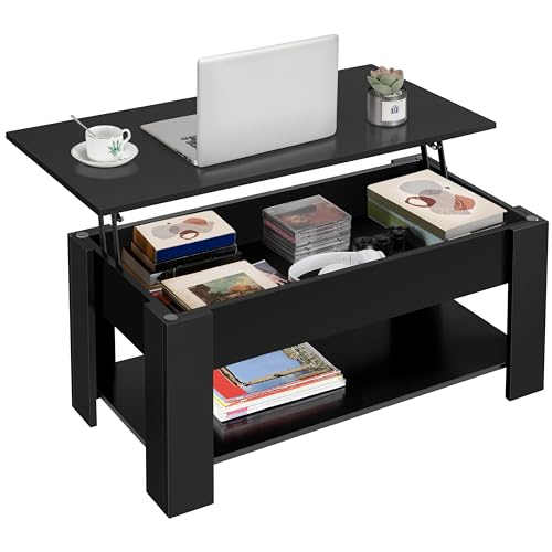Yaheetech 38.6 inch black lift top coffee table