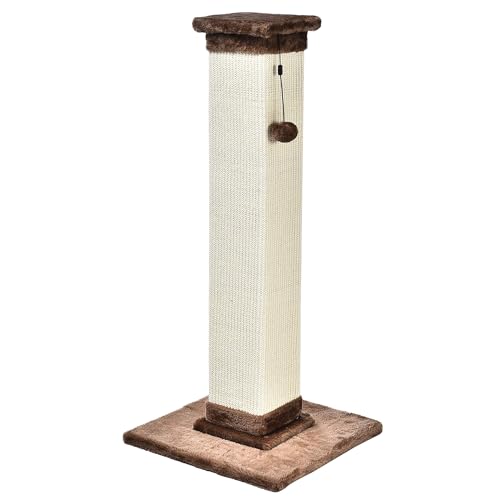 Brown cat scratching post with jute fiber