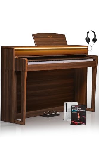 AKLOT AUR-LS02Pro upright digital piano in walnut finish