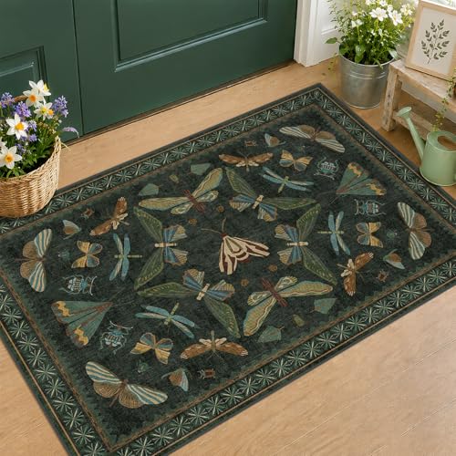 Hazo Haus 2x3 dark green insect rug