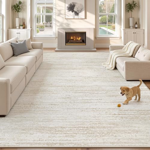 Zomfy 8x10 beige area rug room view