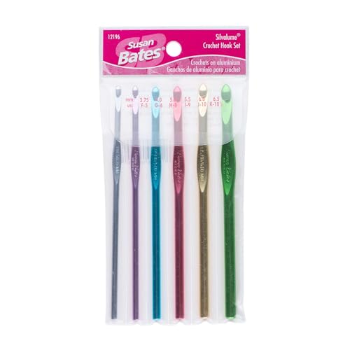 Susan Bates Silvalume Aluminum Crochet Hooks Set 6-Piece
