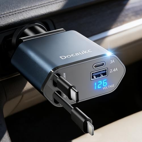 Docaukc CZ-01 retractable car charger front view
