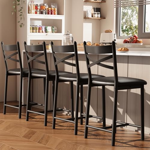 Garvee 26'' Modern Black Bar Stools set of four