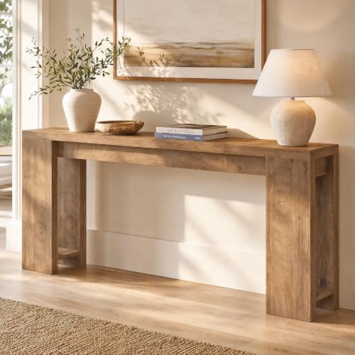 Tribesigns 70.9-Inch Farmhouse Console Table in light brown