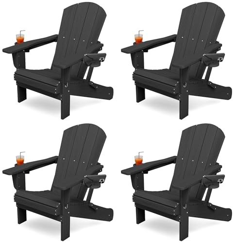 KINGYES Folding Adirondack Chair set of 4 in black