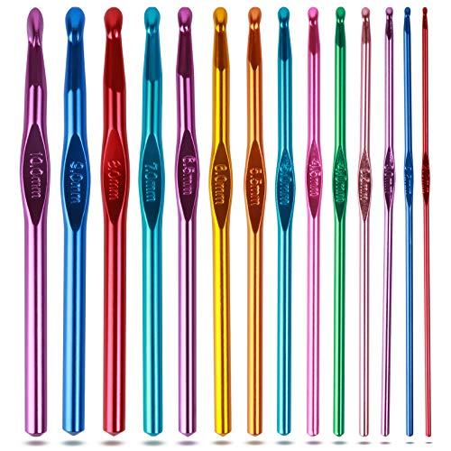 Hanmir 14-piece aluminum crochet hooks set