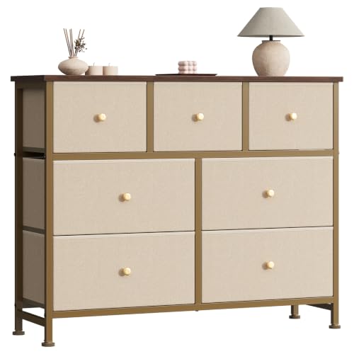Sweetcrispy 7 Drawer Dresser in Khaki