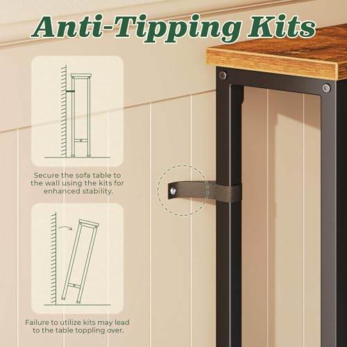 Adjustable feet on SUPERJARE console table frame