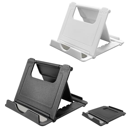 POQOD 2 Pack foldable phone stand in black and white