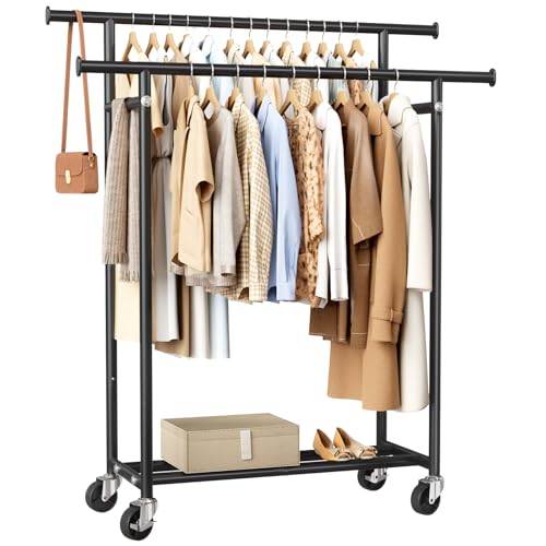 HYSEYY double rods rolling clothing rack front view