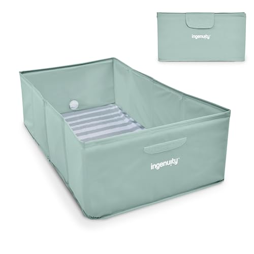 Ingenuity Tuckaway Toddler Folding Tub Green profile view