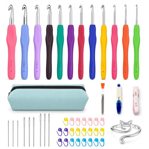 LUDOTEK 50-piece crochet hook set with blue case