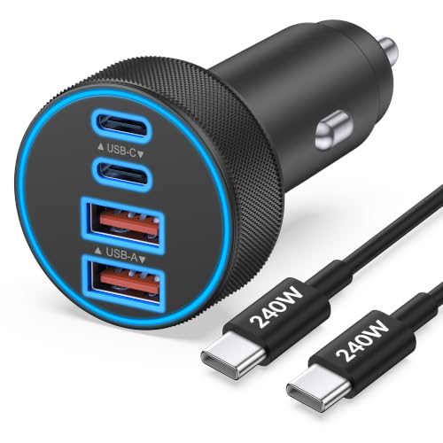 JUNVANG 90W 4-Port Car Charger front view