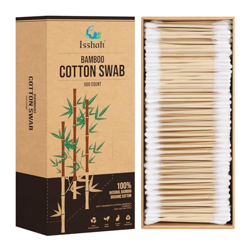 Isshah Double Tips Bamboo Cotton Swabs 500 count box