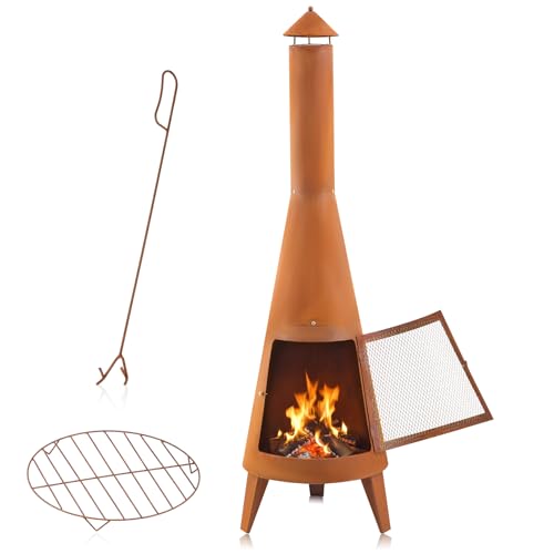 Ferrochef 70 Inch Country Outdoor Chiminea Fireplace full view